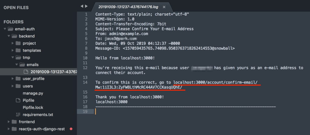 django-react-confirm-mail